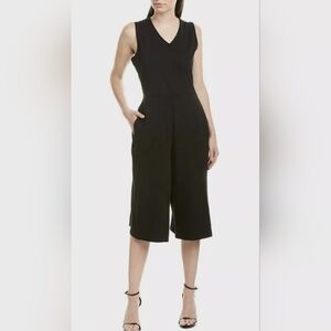 Eileen Fisher V Neck Cotton Stretch Jersey Cropped Jumpsuit